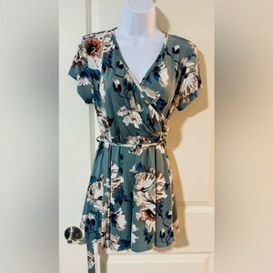 Pinkblush Green Floral Wrap Midi Maternity Top